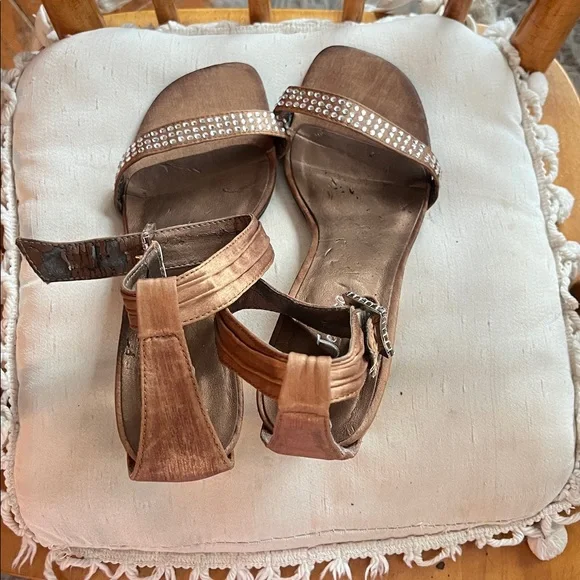 Jessica Metallic Gold Rhinestone Ankle-Strap Heels - Picture 2 of 7